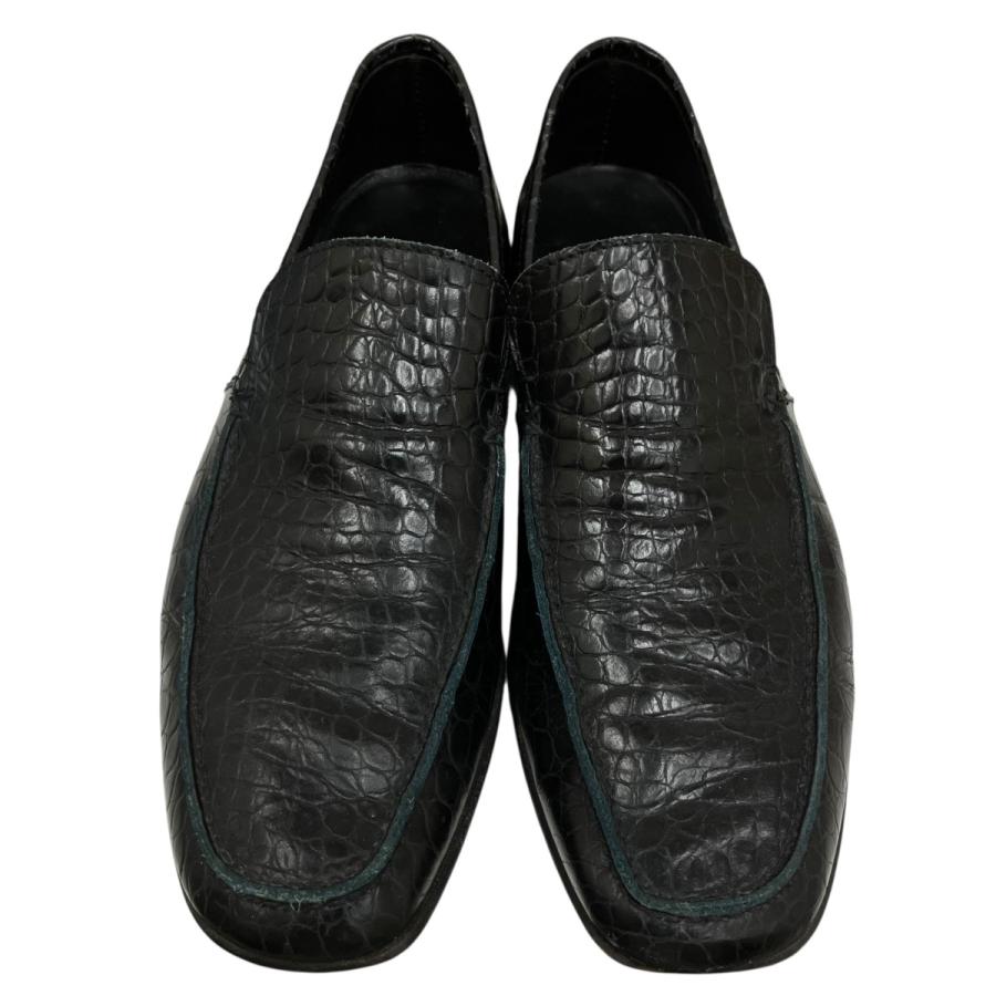 エルメネジルドゼニア Ermenegildo Zegna クロコダイル型押しローファー A0563X ブラック サイズ：5.5(約24.5cm?25cの画像