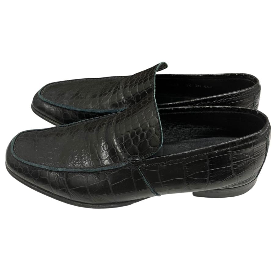 エルメネジルドゼニア Ermenegildo Zegna クロコダイル型押しローファー A0563X ブラック サイズ：5.5(約24.5cm?25cの画像