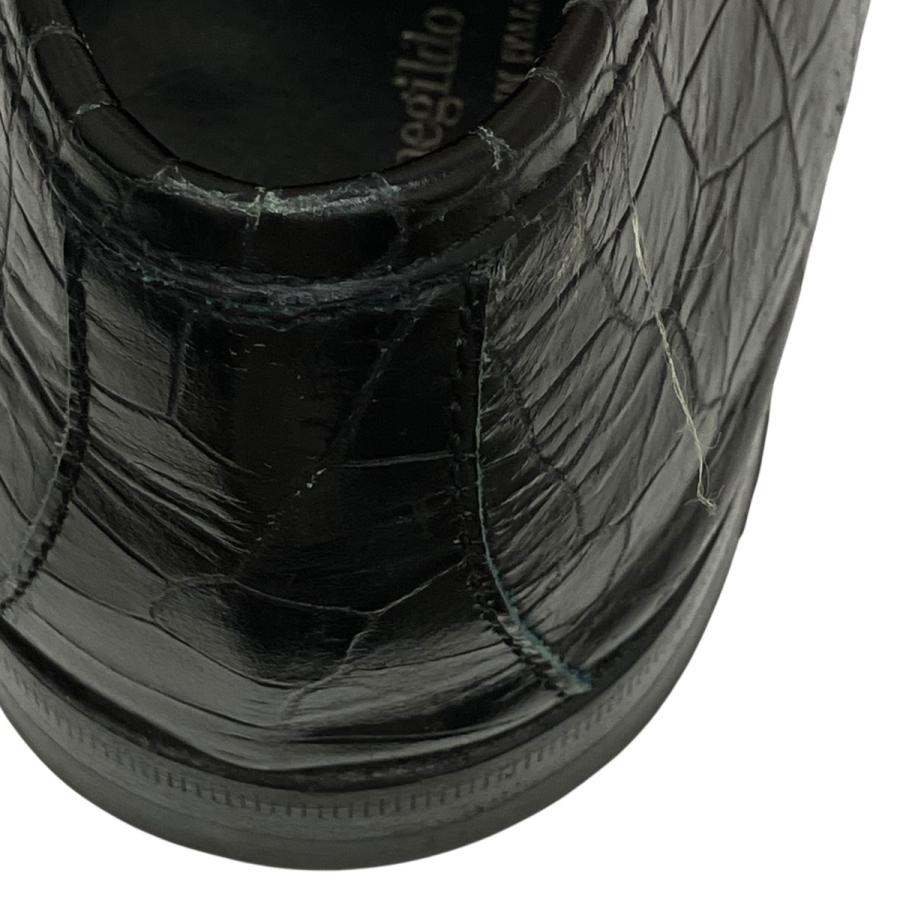 エルメネジルドゼニア Ermenegildo Zegna クロコダイル型押しローファー A0563X ブラック サイズ：5.5(約24.5cm?25cの画像