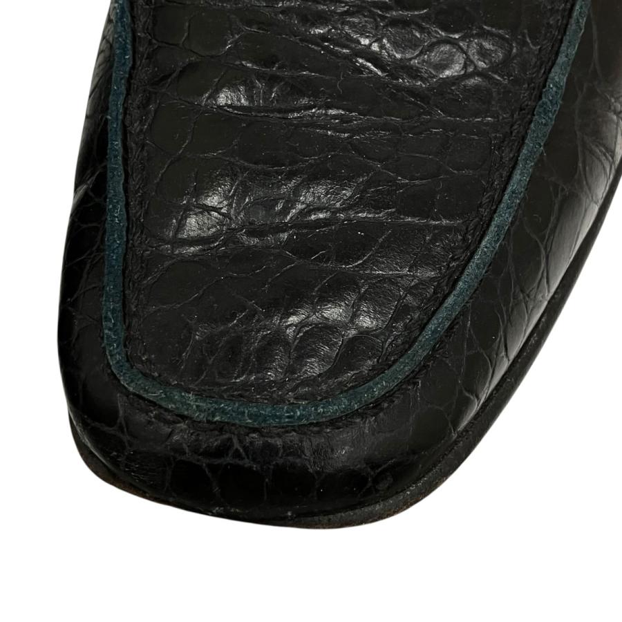 エルメネジルドゼニア Ermenegildo Zegna クロコダイル型押しローファー A0563X ブラック サイズ：5.5(約24.5cm?25cの画像