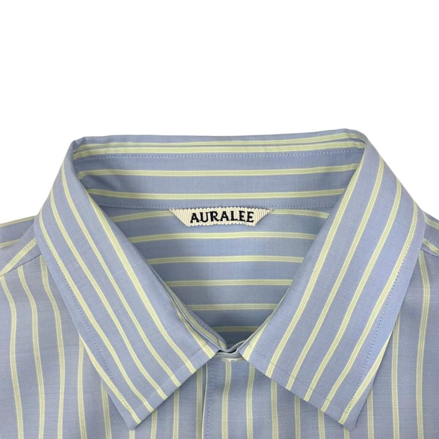 オーラリー AURALEE SUPER FINE WOOL STRIPE SHIRT ストライプシャツ A26SS01WW ブルー サイズ：3の画像