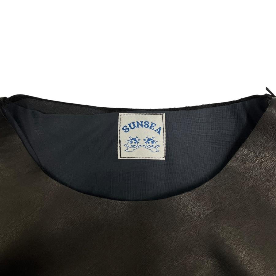 サンシー SUNSEA LEATHER SWEATSHIRT レザースウェット 22A25 ブラック サイズ：3の画像