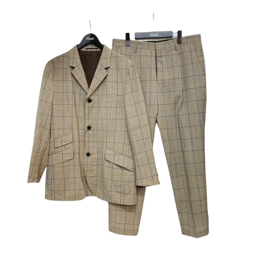 District United United Arrows チェックセットアップスーツ チェックセットアップスーツ ベージュ サイズ 48 ブランド古着