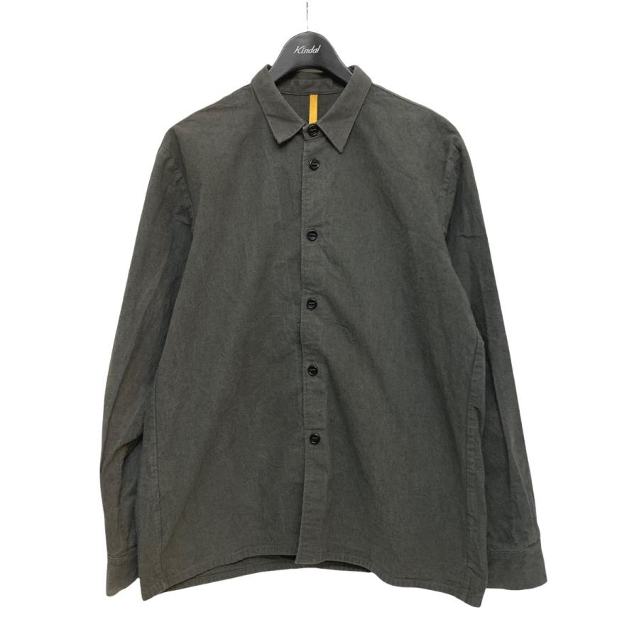 MAN-TLE パラフィンワックス加工 REGULAR SHIRT グレー サイズ：S