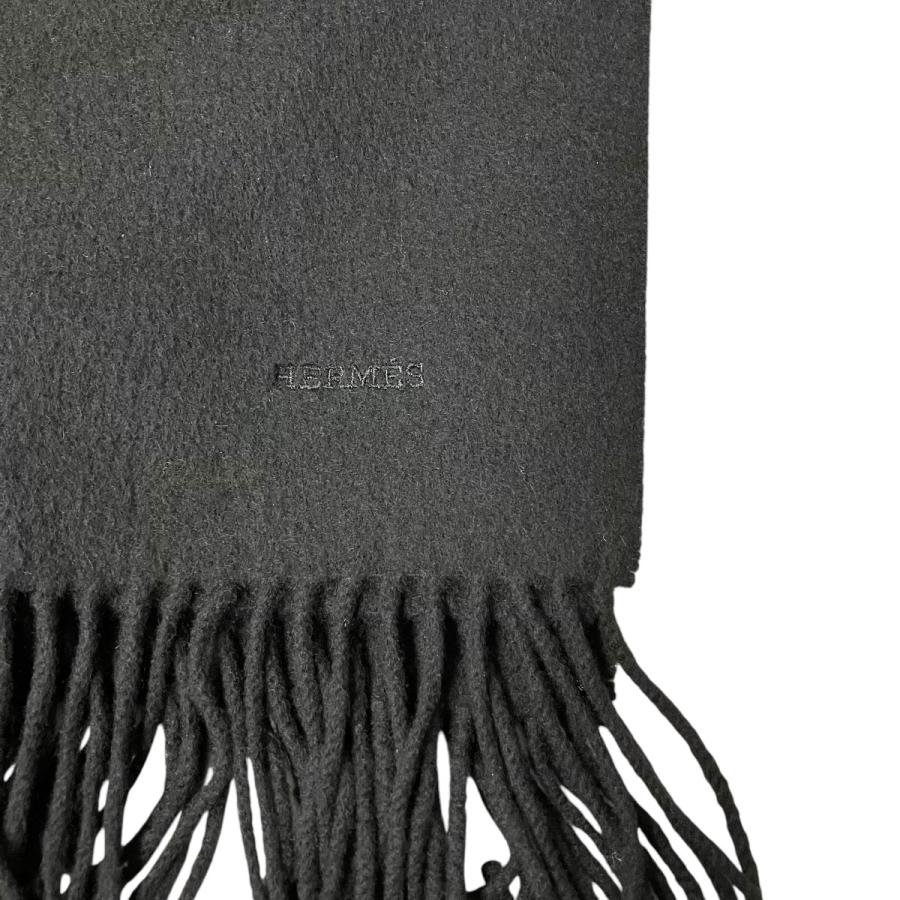 HERMES エルメス マフラー カシミヤ 黒 無地 HERMES（エルメス） (SALE)エルメス レクトヴェルソ マフラー カシミヤ