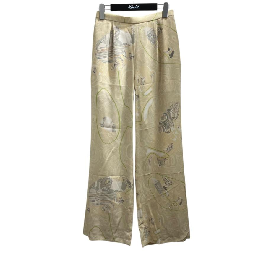 値下げ】mame kurogouchi 25SS Marble Print Silk Trousers MM25SS