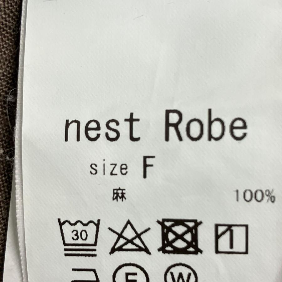 ネストローブ リネンスクエアカラーブラウス チャコールグレー nest Robe