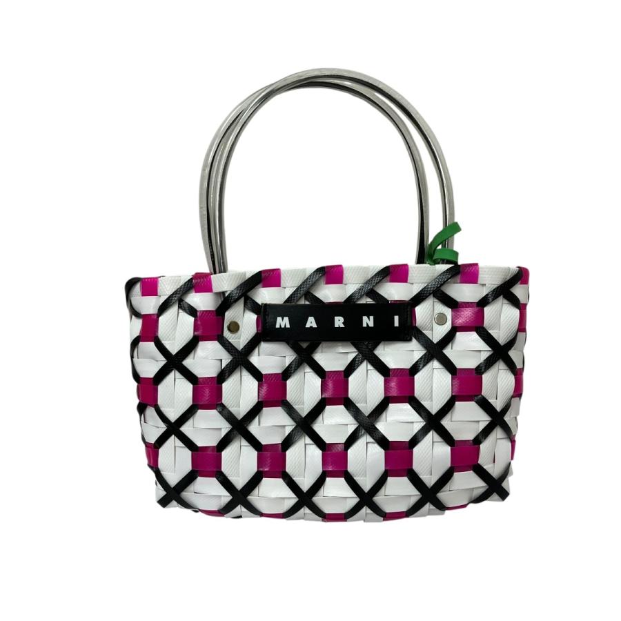 MARNI（マルニ） クリスクロス トートバッグ ホワイト×ピンク