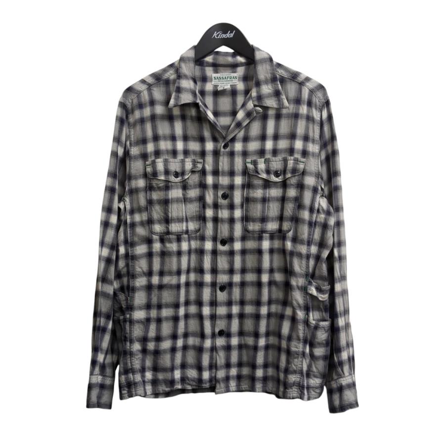 SASSAFRAS チェックシャツ SASSAFRAS（ササフラス） チェックシャツ グレー×パープル サイズ：S
