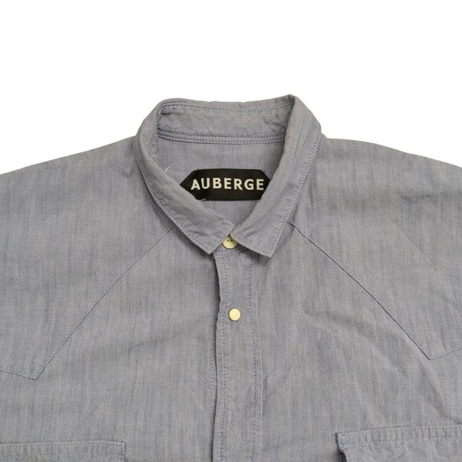 オーベルジュ AUBERGE serge rose シャンブレー 長袖シャツ スカイ
