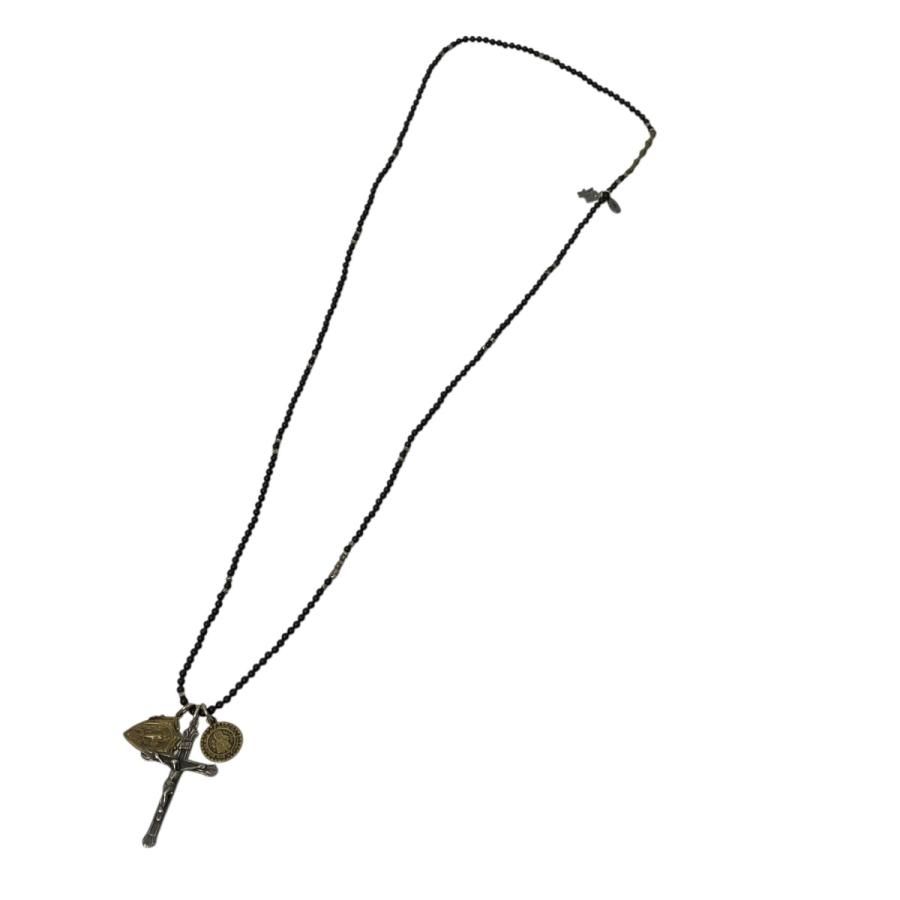 M.Cohen（エムコーエン） クロス ビーズ ネックレス ブラック×ゴールド