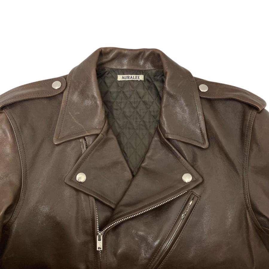 オーラリー AURALEE Heavy Lamb Leather Riders Jacket レザージャケット A25AB01LA ブラウン サイズ：の画像