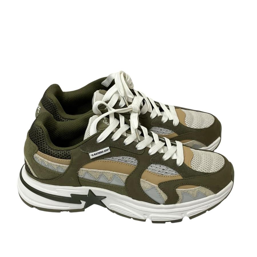 アベイシングエイプ A BATHING APE スニーカー 0ZXSHMX91308N グリーン×ベージュ サイズ：27cmの画像