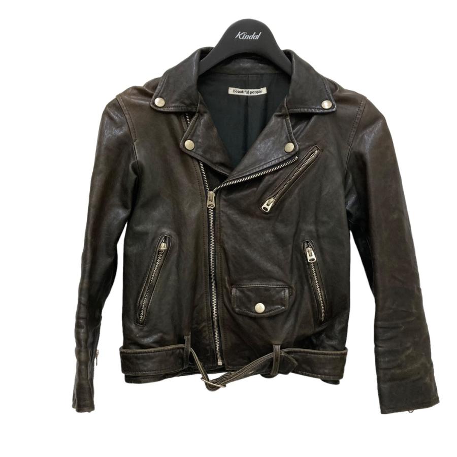 値下げ】beautiful people ライダースジャケット ブラウン サイズ：130  