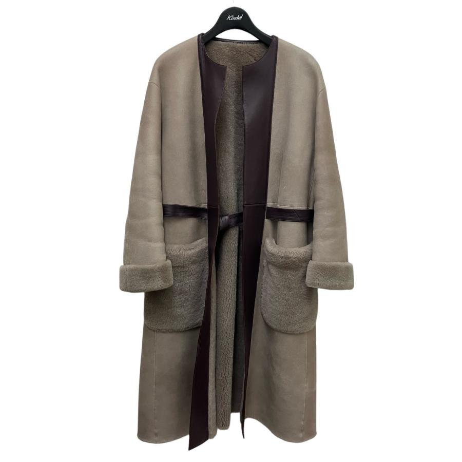 ドゥロワー DRAWER シープムートン リバーシブル ノーカラーコート  