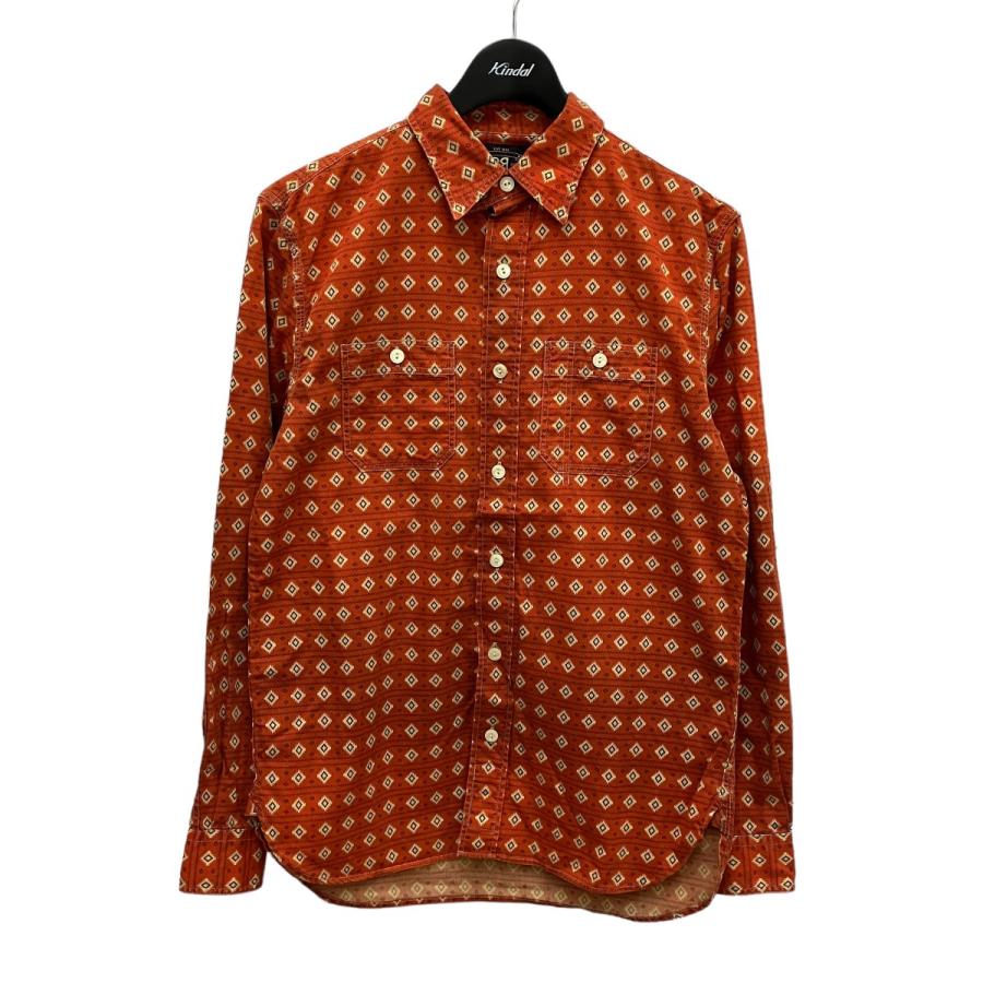 ダブルアールエル RRL NATIVE PRINTED WORK SHIRTS オレンジ サイズ 