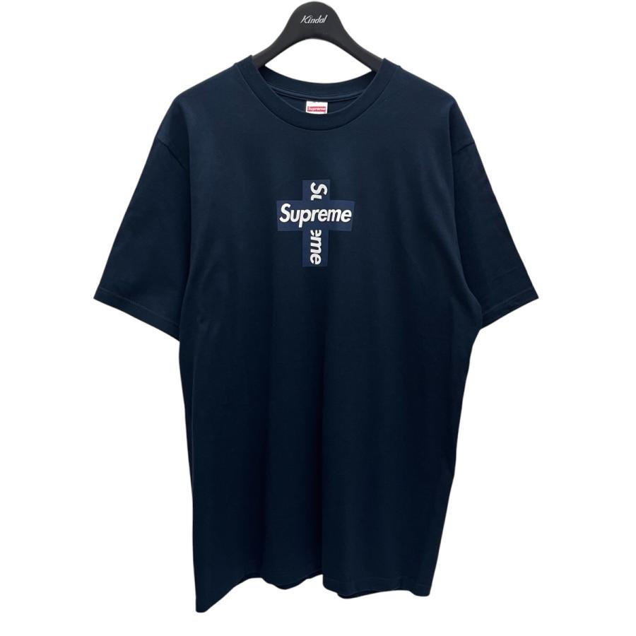 Supreme シュプリーム cross box logo tee Tシャツ ネイビー サイズ：L 
