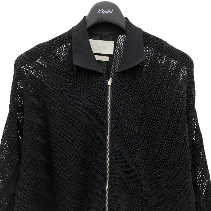YOAK 【値下げ】YOKE 24SS COTTON MESH STRIPE ZIP UP CARDIGAN ニット 