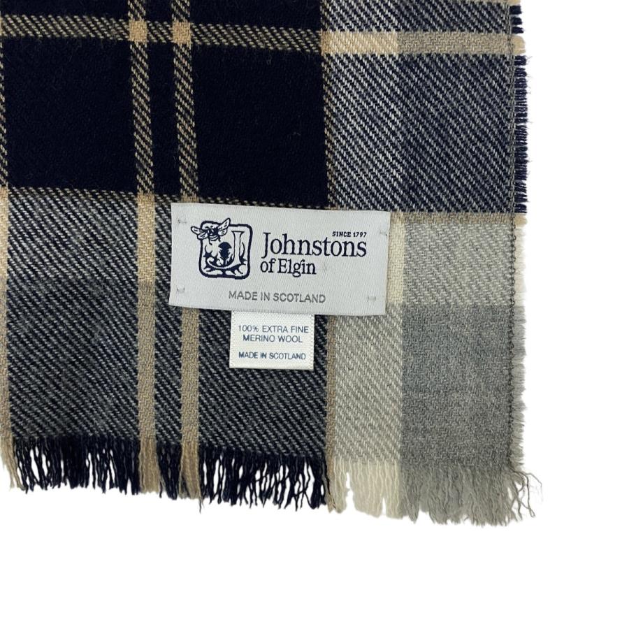 Johnstons of Elgin ストール ネイビー系 チェック Johnstons of Elgin（ジョンストンズ オブ エルガン） チェック