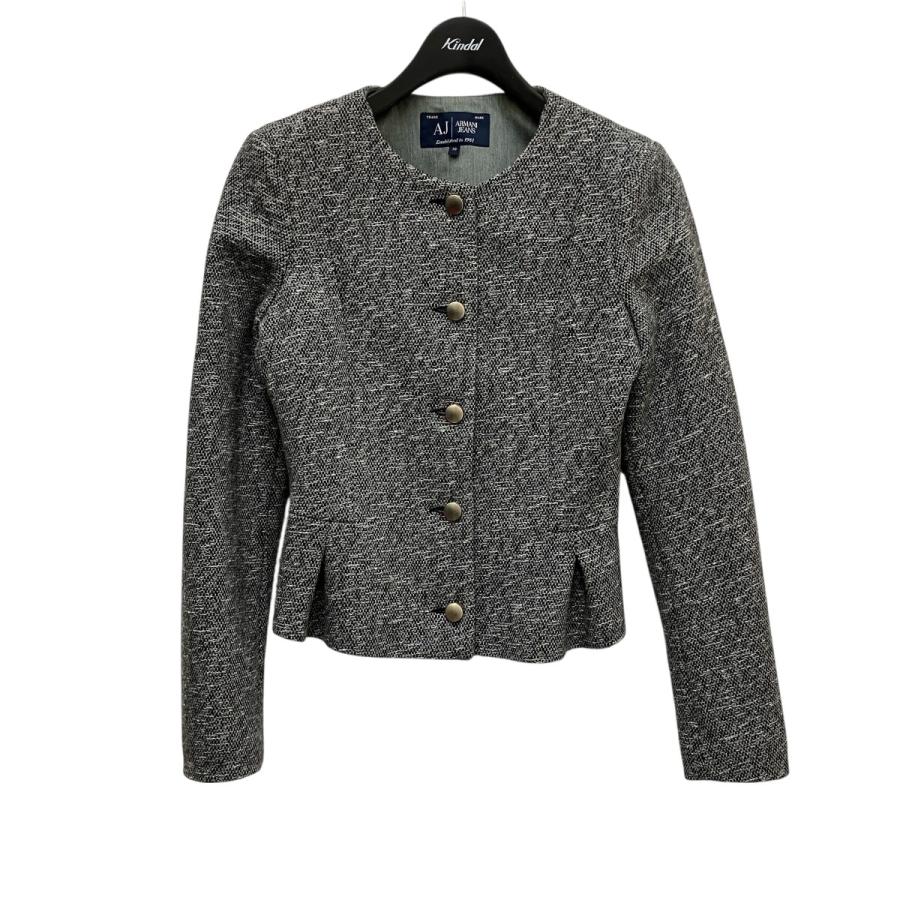 美品　アルマーニ　ツイード　ノーカラージャケット　38 ARMANI COLLEZIONI アルマーニコレツォーニ ツイード ノーカラー