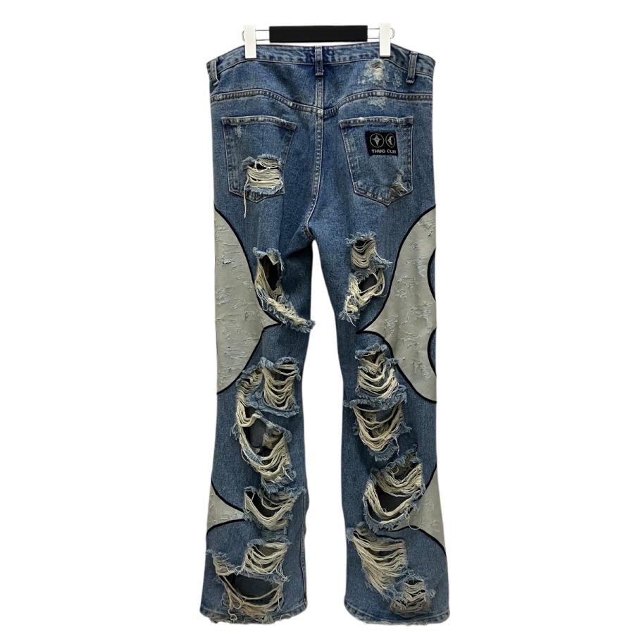 サグクラブ THUG CLUB 24AW ダメージ加工トライバルデニムパンツ サグクラブ THUG CLUB 24AW ダメージ加工トライバルデニムパンツ