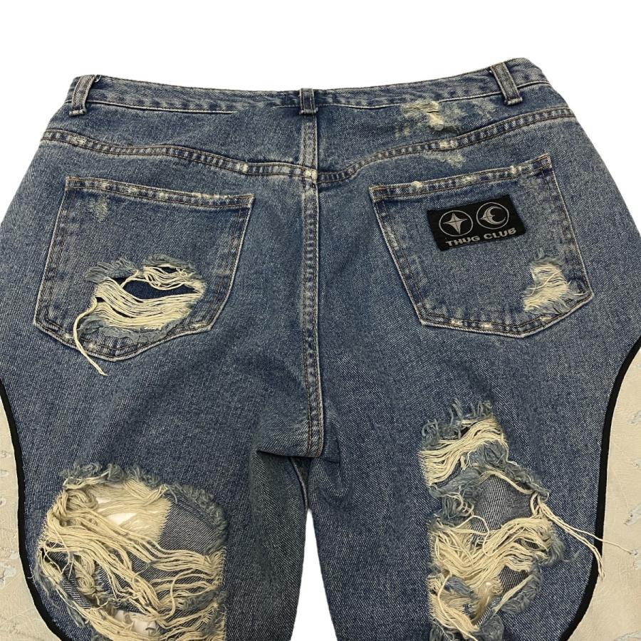 サグクラブ THUG CLUB 24AW ダメージ加工トライバルデニムパンツ サグクラブ THUG CLUB 24AW ダメージ加工トライバルデニムパンツ
