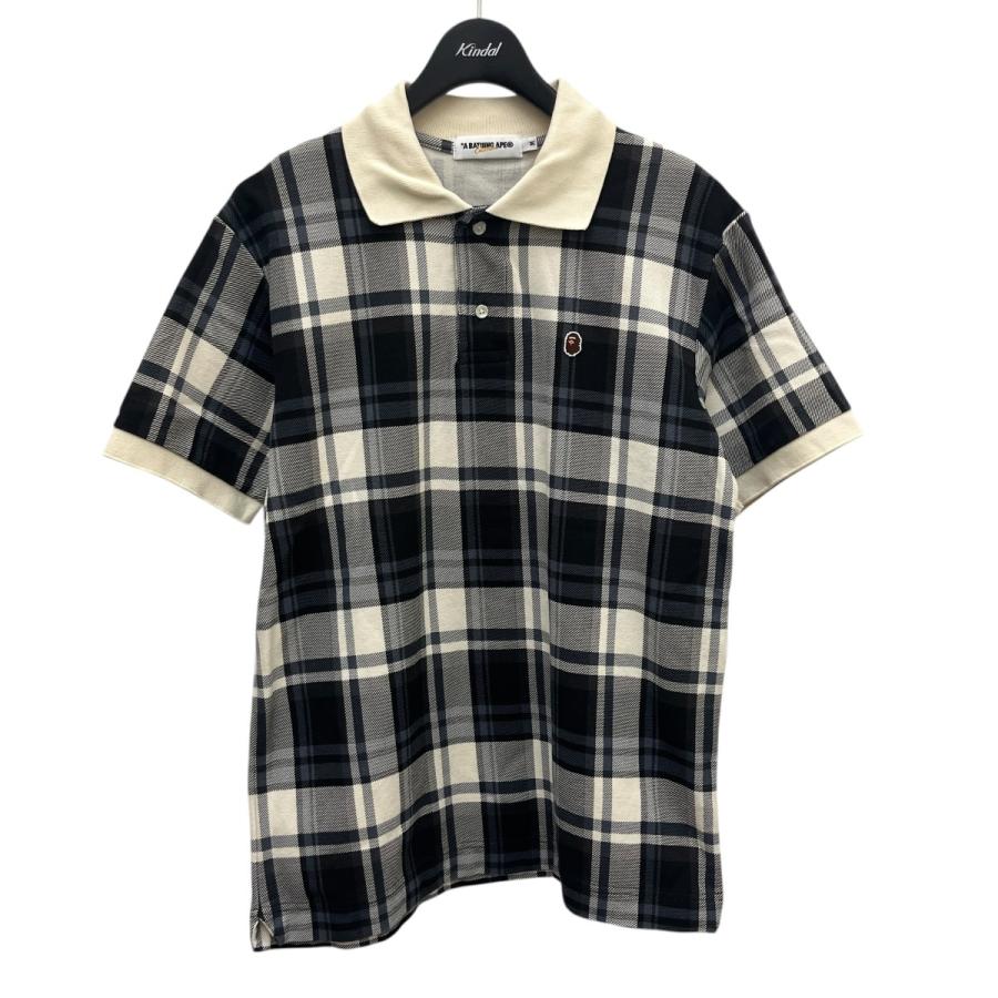 A BATHING APE チェック柄ポロシャツ M A BATHING APE（アベイシングエイプ） チェック ポロシャツ ベージュ