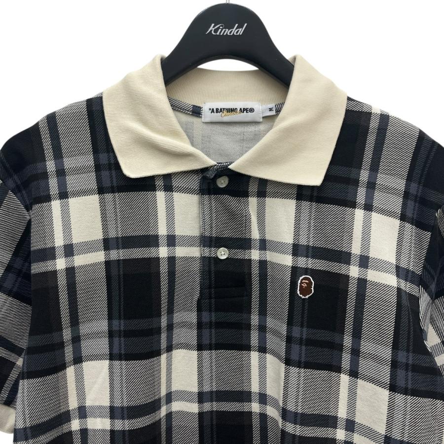 A BATHING APE チェック柄ポロシャツ M A BATHING APE（アベイシングエイプ） チェック ポロシャツ ベージュ