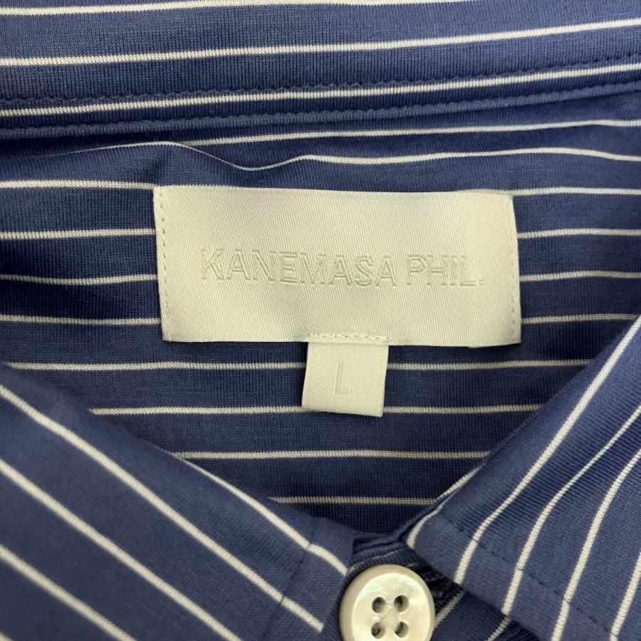 カネマサフィル KANEMASA PHIL． ストライプ半袖シャツ ブルー サイズ