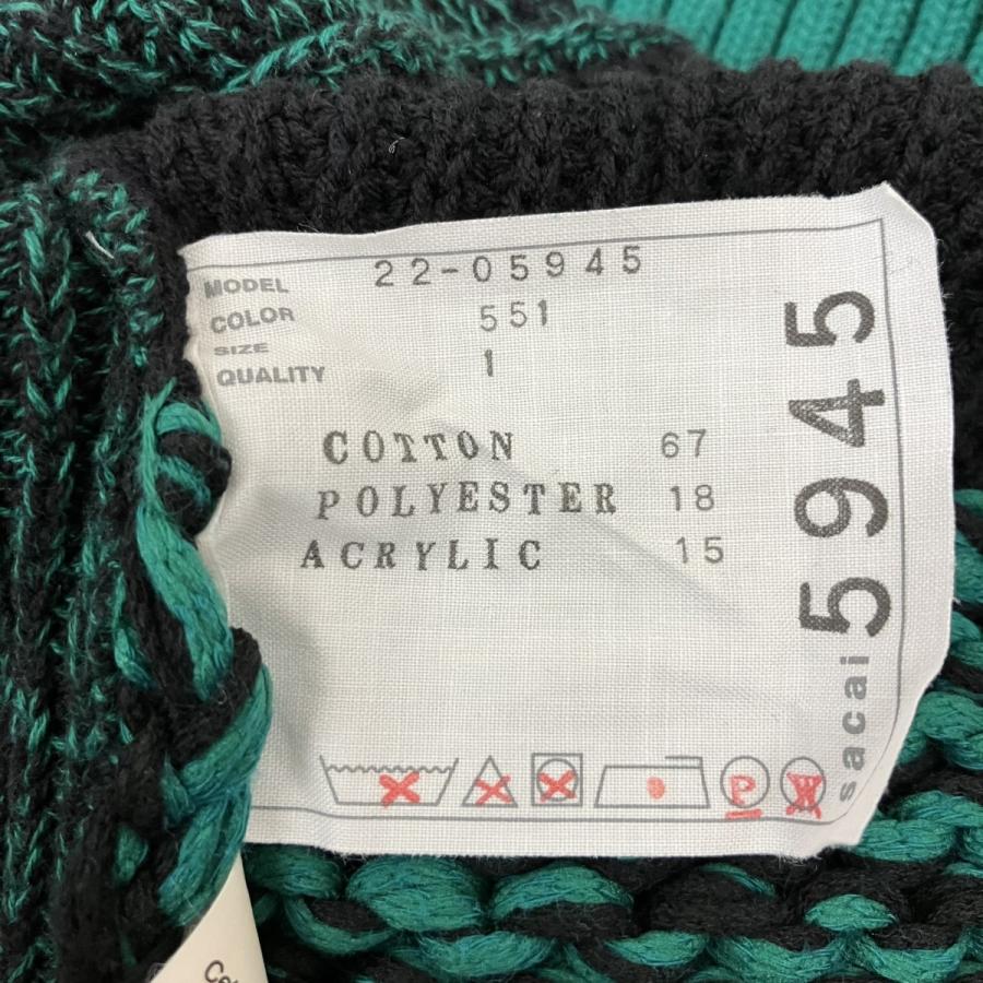 Sacai ニット　切り替え　グリーン　ホワイト sacai（サカイ） アシンメトリーニット 22-05945 グリーン サイズ：1