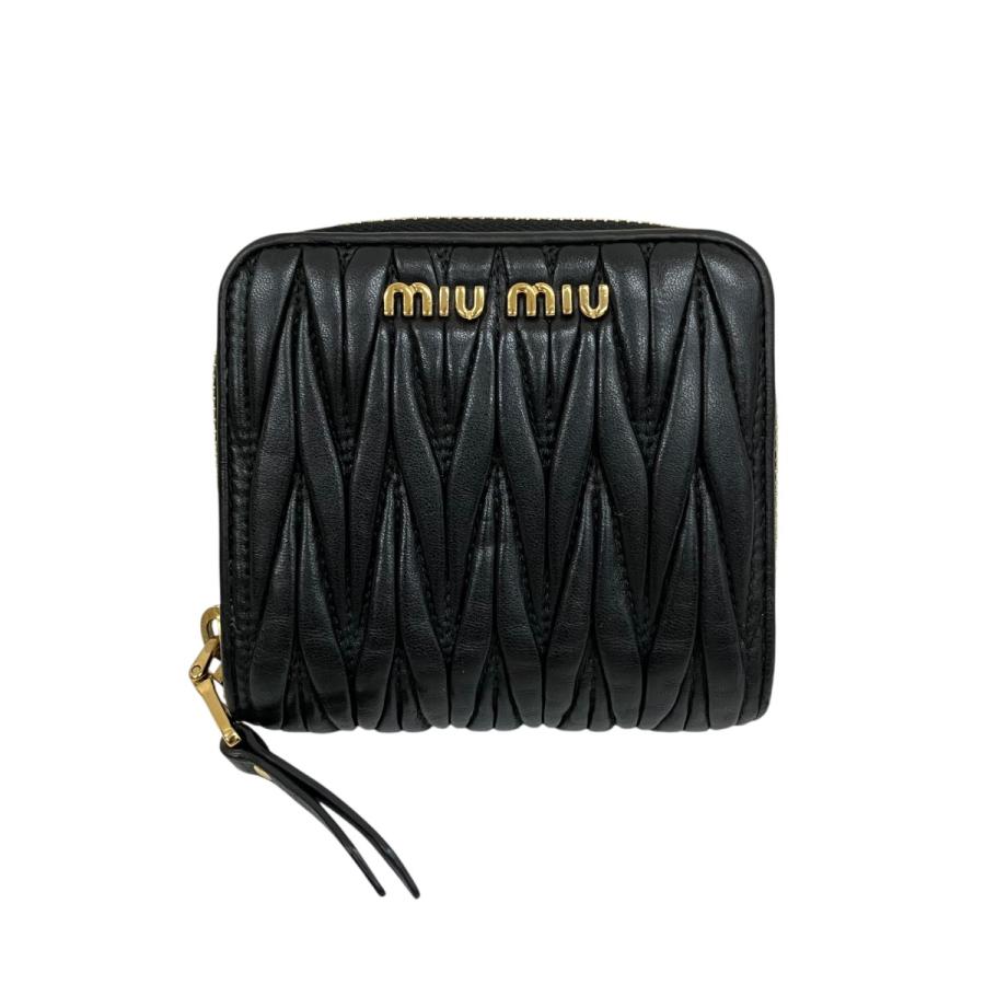 miu miu（ミュウミュウ） マテラッセ 2つ折り財布 ブラック
