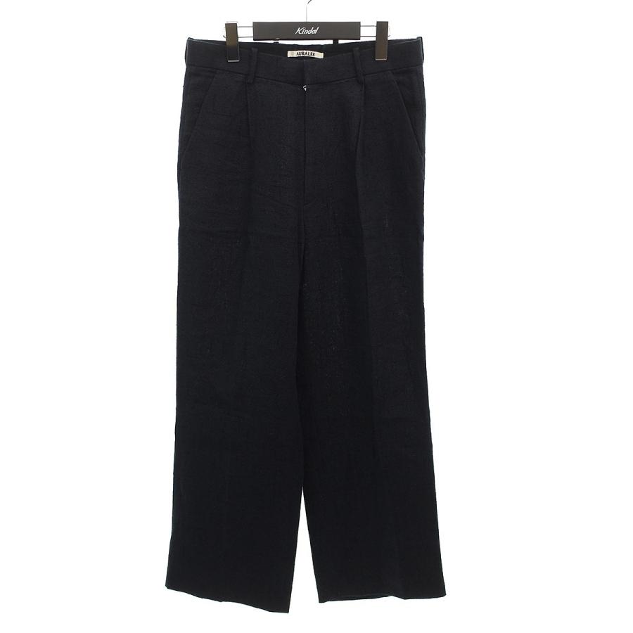 パンツ AURALEE SILK SUMMER TWEED SLACKS Auralee Linen Silk Tweed Slacks in Dark Navy Curated at Jake