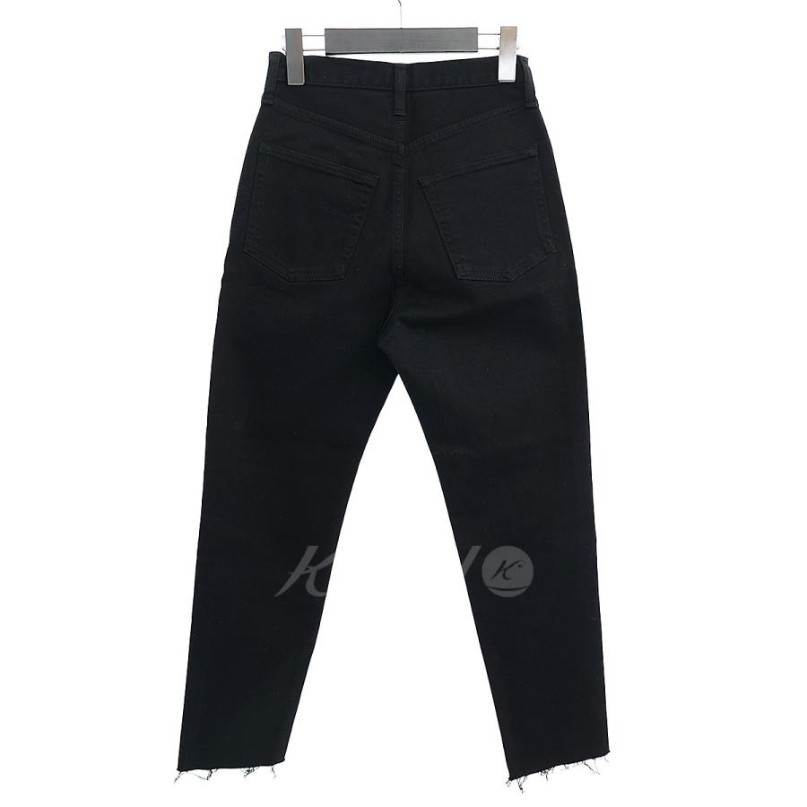 値下げ】HYKE TAPERED 裾カットオフデニムパンツ ブラック サイズ：27 