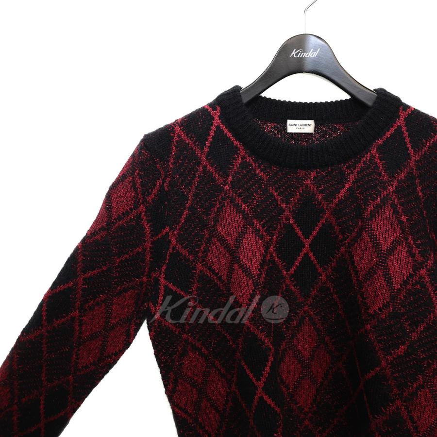 サンローランパリ SAINT LAURENT PARIS アーガイル柄クルーネック 