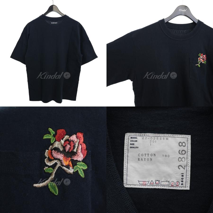 sacai サカイ サイドスナップボタンTシャツ Flower Embroidery T-Shirt 