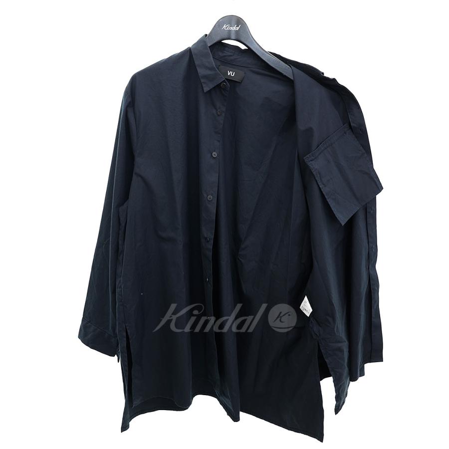 【値下げ】VU basic shirt　シルク混比翼シャツ　vu-s22-s01 ネイビー サイズ：2 (明石店)｜kindal｜03