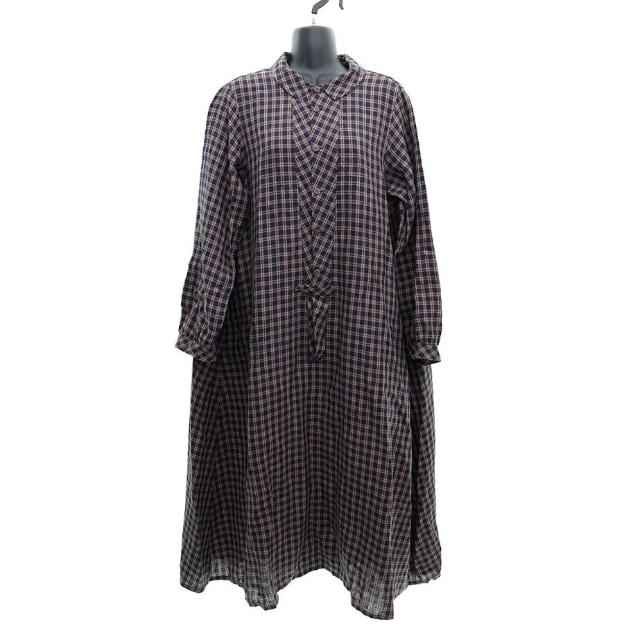 Vlas Blomme】 コルトレイクリネン混 2wayロングシャツワンピース