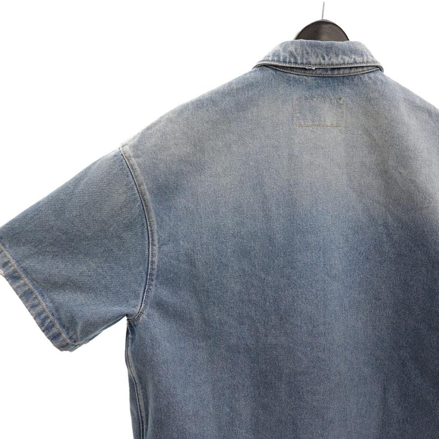 【美品】プラダ　半袖ダメージ加工デニムシャツ GEC067 インディゴ　XS PRADA 【値下げ】PRADA Denim Short Sleeve Shirt ダメージ加工