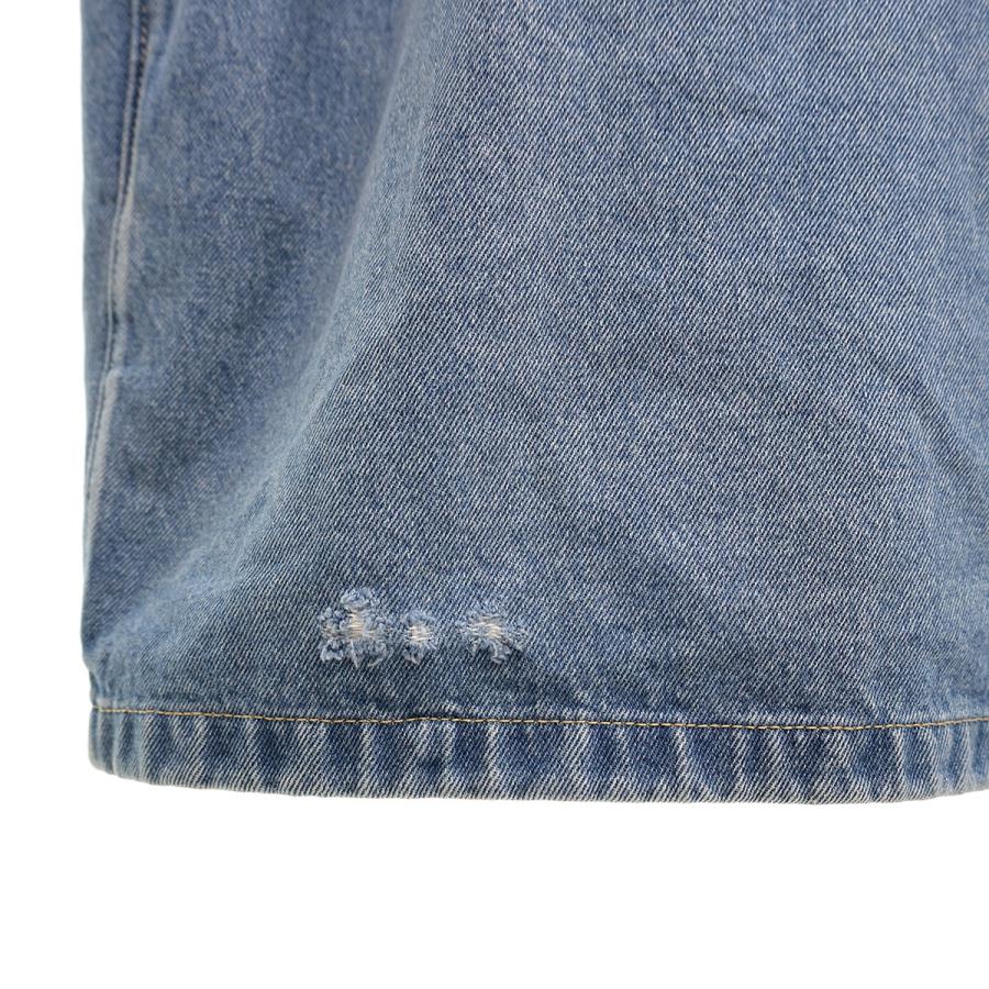 【美品】プラダ　半袖ダメージ加工デニムシャツ GEC067 インディゴ　XS PRADA 【値下げ】PRADA Denim Short Sleeve Shirt ダメージ加工