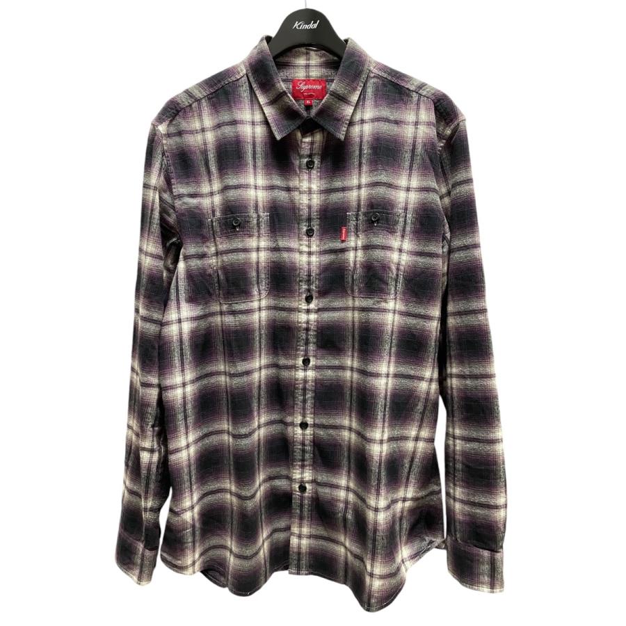 Supreme 【値下げ】Supreme 10AW オンブレチェックシャツ パープル 