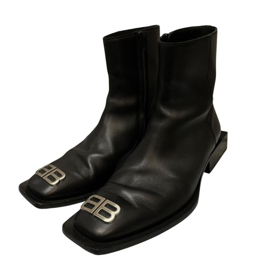 BALENCIAGA BBロゴスクエアトゥブーツ size42 BALENCIAGA(バレンシアガ) BBロゴスクエアトゥサイドジップ