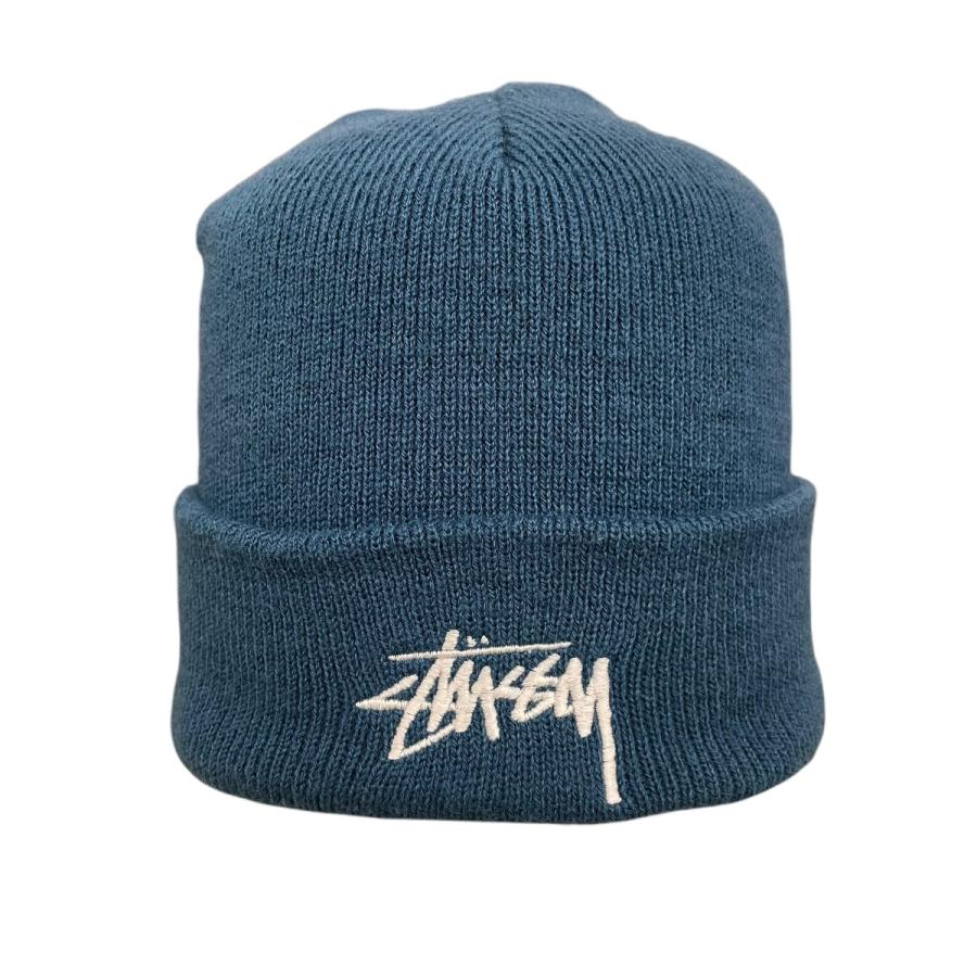 STUSSY ステューシー ネイビー ニット帽 耳当て ボンボン 紺タグ 中古