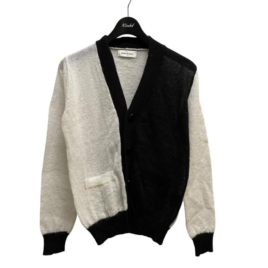 ernest w baker カーディガン 値下げ】ERNEST W．BAKER Vネックカーディガン ブラック×ホワイト