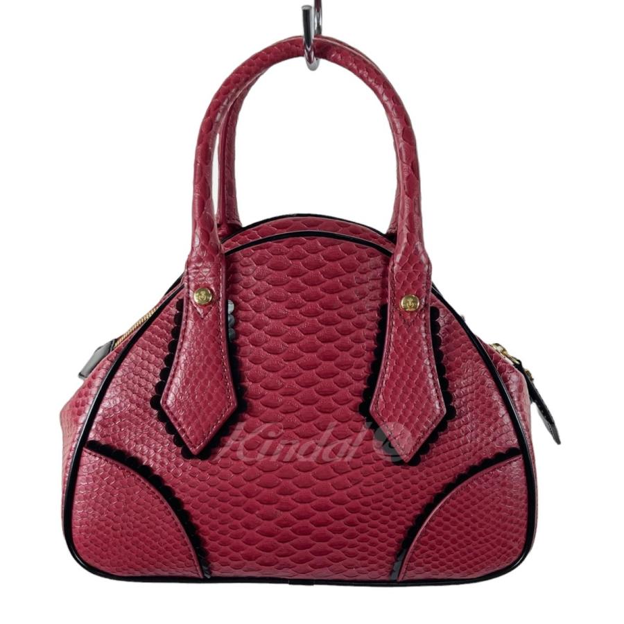 VIVIENNE WESTWOOD ANGLOMANIA パイソン型押し ハンドバッグ レッド  