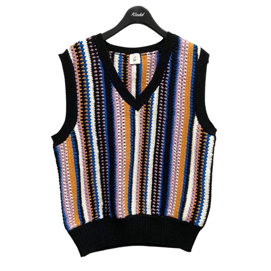値下げ】6(ROKU) BEAUTY＆YOUTH MULTI STRIPE KAGIBARI VEST 8618-199 