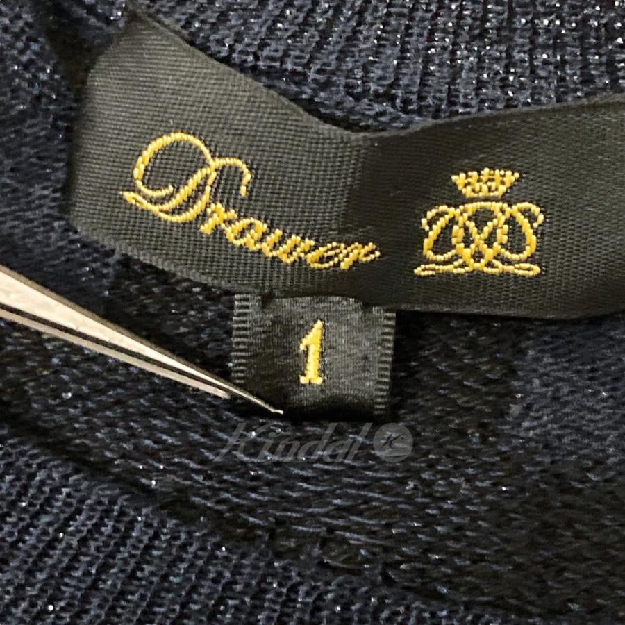 値下げ】DRAWER チェッククルーネックニット 6513-299-0788 ネイビー 