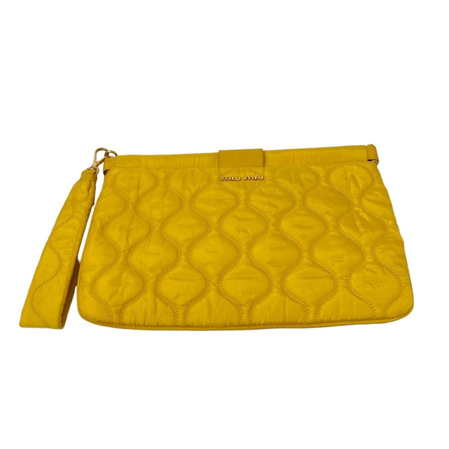 値下げ】miu miu キルティング クラッチバッグ 5N1851 イエロー サイズ 