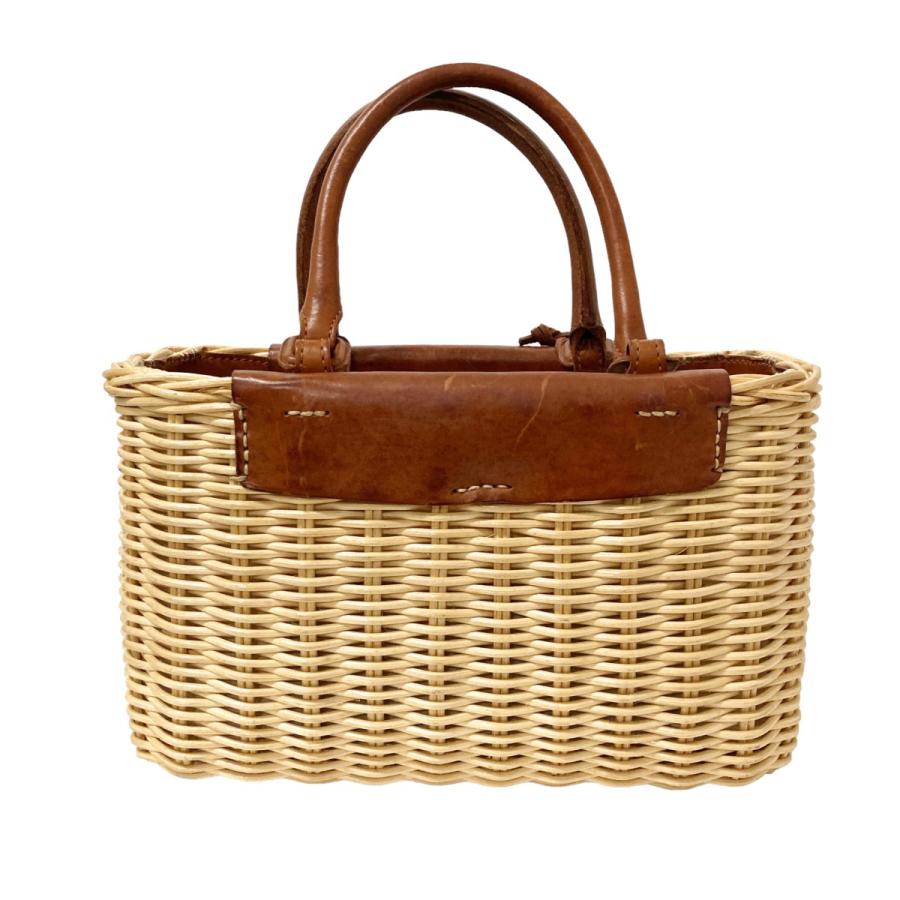 genten 【値下げ】genten カゴバッグ ブラウン×ベージュ (EC  