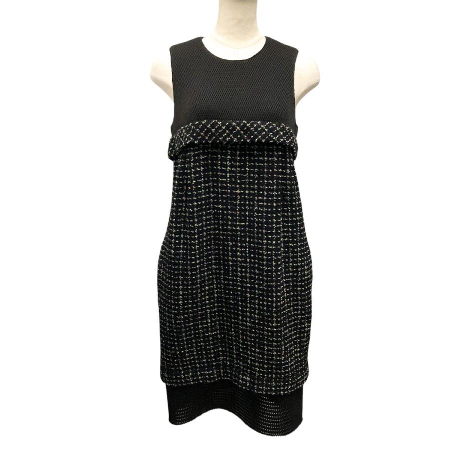 CHANEL 2018年ツイード膝丈ワンピース38 CHANEL 2018年ツイード膝丈ワンピース38