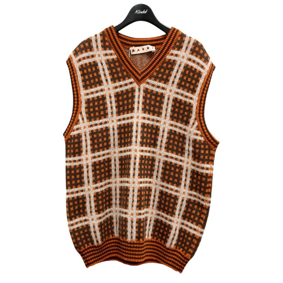 MARNI 【値下げ】MARNI 50s CHECK ニットベスト CVMG0102Q0 オレンジ 